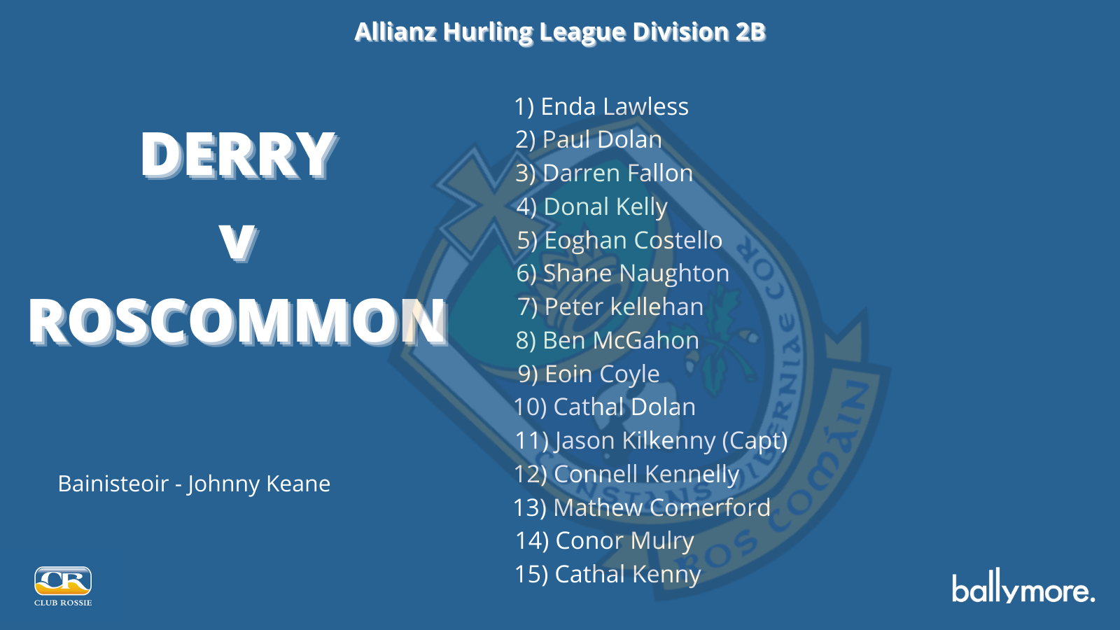 Hurling team to face Derry